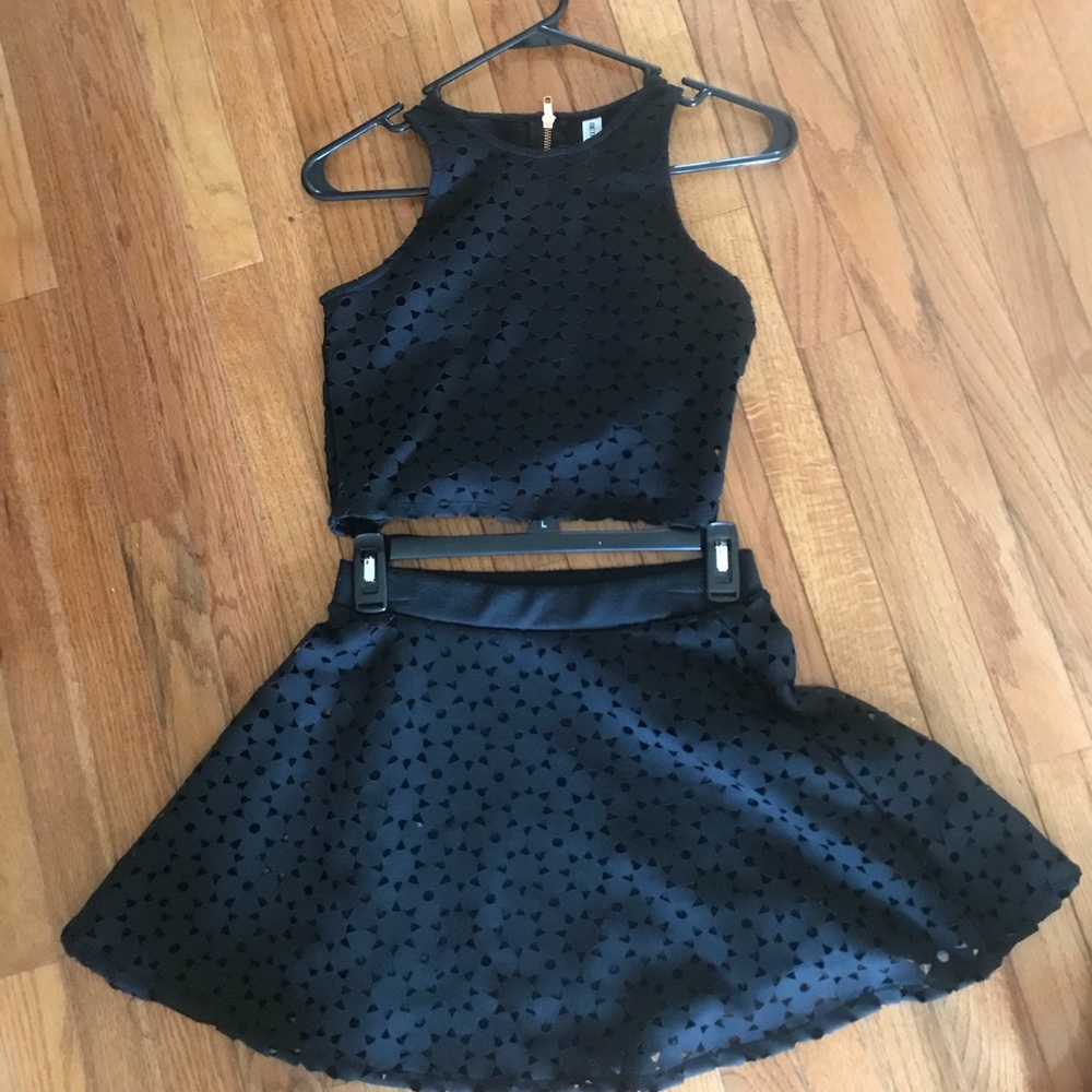 Black Skirt and Top Matching Set